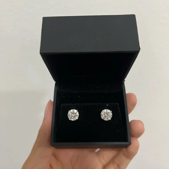Lab Diamond Stud Earrings 14k Solid WG 4.55 CTW - Picture 2 of 5